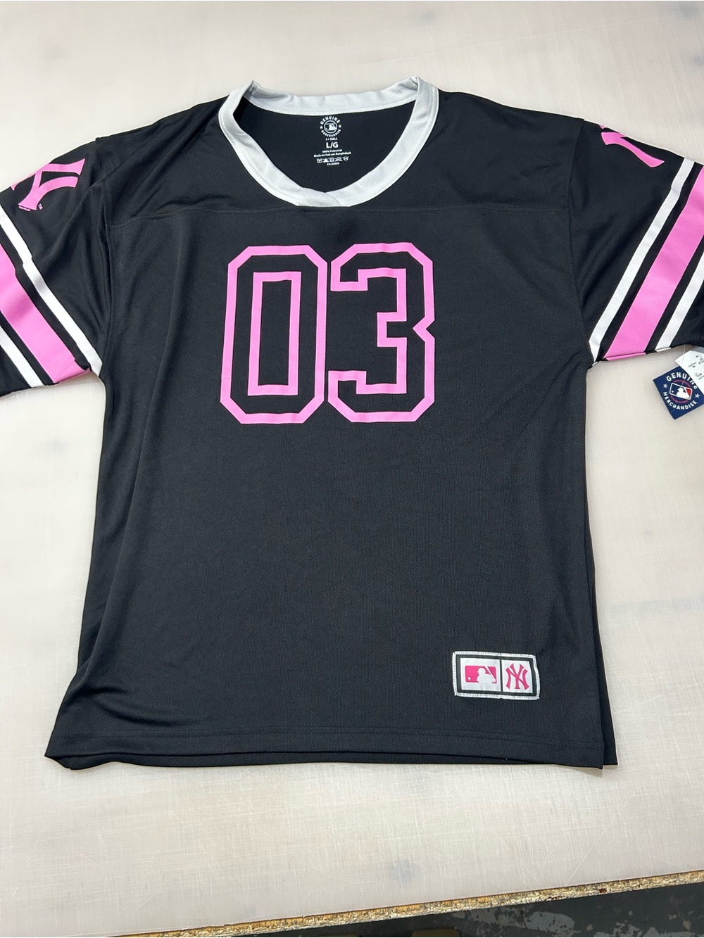 MLB Black and Pink Women’s Short-Sleeve Jersey with 03 Graphic